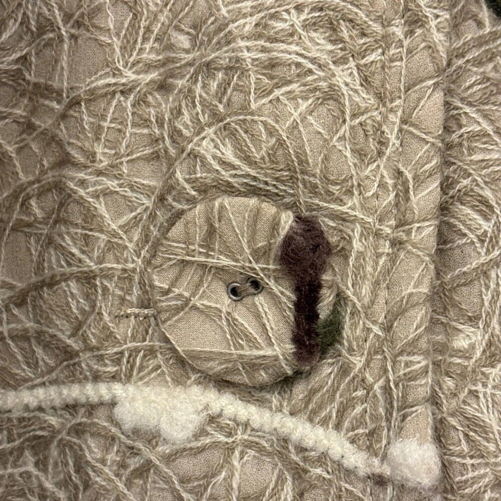 Anthropologie RYU Coat Tan Crochet Overlay Front Large Button Size Small Lined - Picture 3 of 15